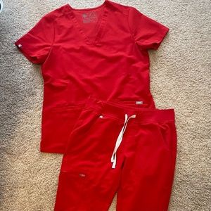 Figs Winning Red Scrub Set
